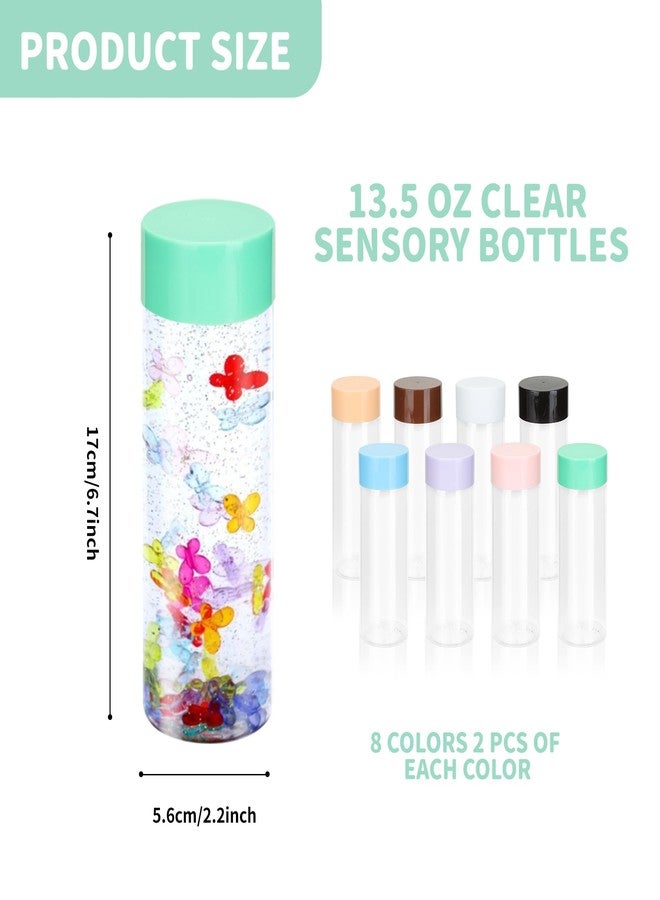 FARQAN 16 Pcs Sensory Bottles with Lids, 13.5 oz Leakproof Clear Plastic Water Bottles Reusable Empty for Sensory Crafts Classroom Handmade Party Supply (Multi Colors) - Image 2